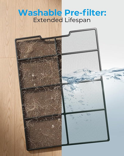 Air Purifiers for Home Large Room Up to 2250 ft² - Remove 99% of Smoke Allergies Pet Dander Odor - Dual 3-Stage Filter of Washable Filter and with AQI, Auto Mode, Sleep Mode, Beige, Large