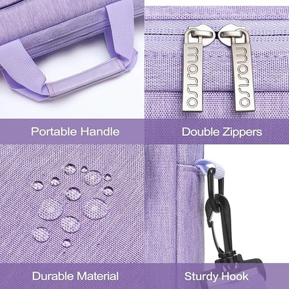 MOSISO Laptop Shoulder Bag 15.6 inch, 15-15.6 inch Computer Bag Compatible with MacBook Pro 16 inch, HP, Dell, Lenovo, Notebook with 2 Raised&1 Flapover&1 Horizontal Pocket&Handle&Belt, Purple