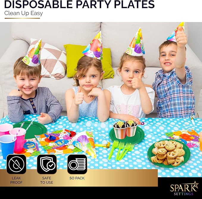 Disposable Paper Plates Green, 6 3/4 Inches Paper Dessert Plates, Strong and Sturdy Disposable Plates for Party, Dinner, Holiday, Picnic, or Travel Party Plates, Pack of 50