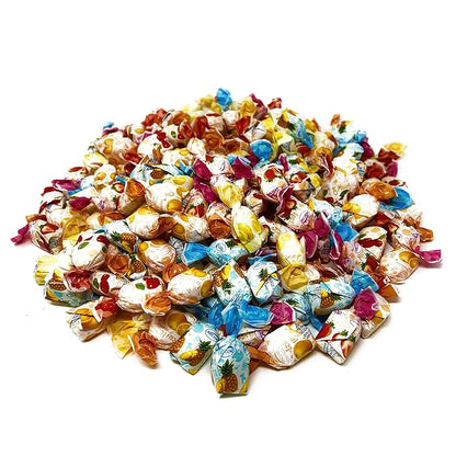 Holiday Fruit Filled Hard Candies - 3 lbs - Strawberry, Cherry, Pineapple, Orange and Lemon Flavored Bon Bons Filled with Real Fruit Pulp Bulk American Vintage Candy Assortment 48 oz.