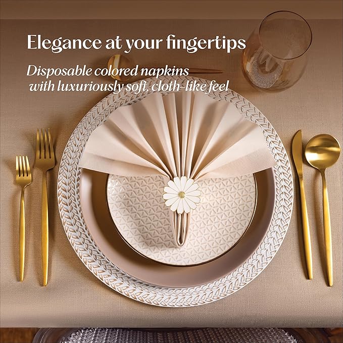 50-Pack Disposable Linen-Feel Blue Napkins, 12" x 17" Cloth-Like Paper Dinner Napkins For Wedding, Bathroom, Party Or Event