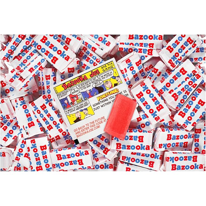 Bazooka Bubble Gum Bulk, Christmas Candy Bulk, 225 Count Tub of Chewing Gum Individually Wrapped, Old Fashioned 90's Candy for Stocking Stuffers, Baseball, Party Favors, Goodie Bags