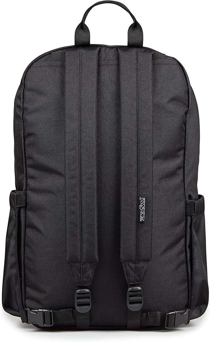 JanSport Venture Daypack – Travel Pack With Large Main Compartment, Padded Laptop Sleeve, Dual Water Bottle Pockets, and Attachment Buckles, Black