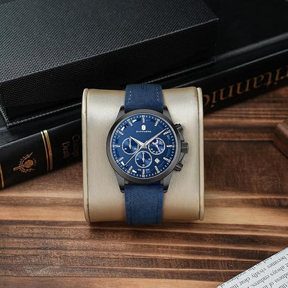 BY BENYAR Mens Watches Analog Quartz Chronograph Waterproof Wrist Watches for Men Fashion Business Work Casual Sport Designer Dress Watch with Calendar Elegant Gifts for Men