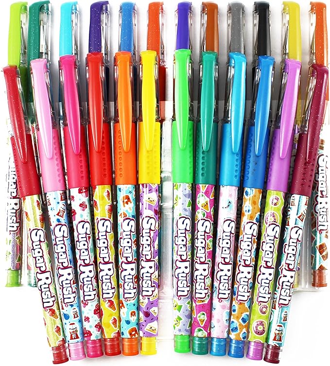 Scentos Scented Gel Pens - 24-Count - Assorted Color Pens for Kids or Adults in Sugar Rush Candy Scents - Cool Writing & Journaling Gift Idea