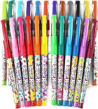 Scentos Scented Gel Pens - 24-Count - Assorted Color Pens for Kids or Adults in Sugar Rush Candy Scents - Cool Writing & Journaling Gift Idea
