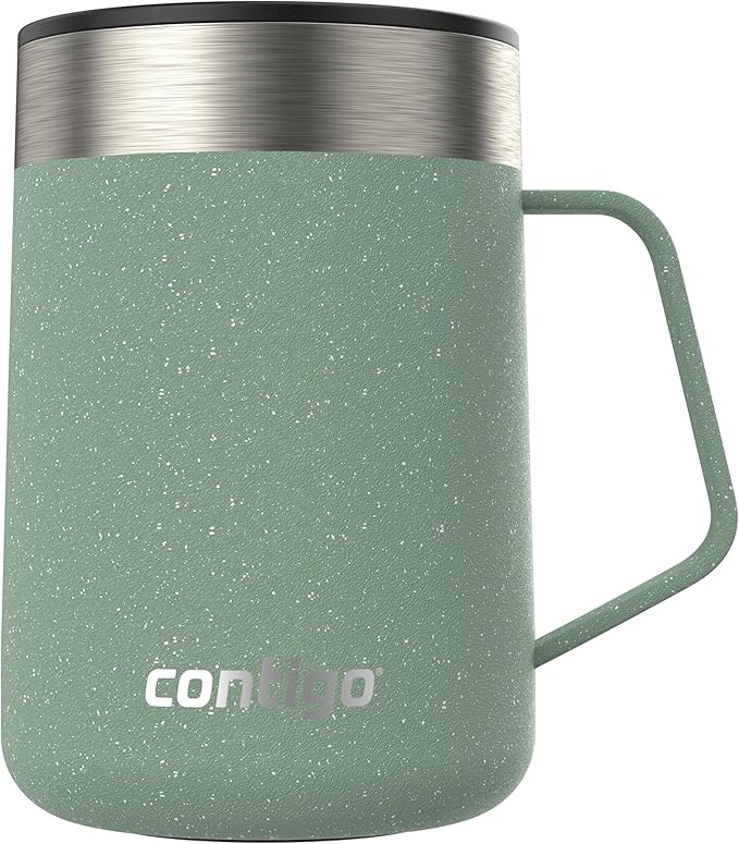 Contigo Streeterville Mug with Handle, 14 oz, Agave Powder Coat Speckle