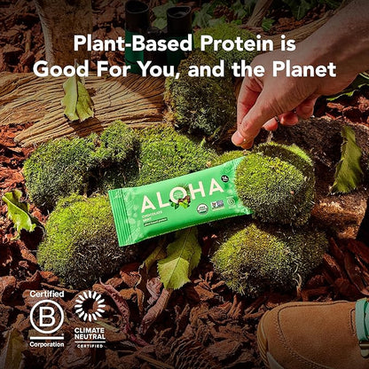 ALOHA Organic Plant Based Protein Bars - Chocolate Espresso (85mg Caffeine) - 12 Bars, Vegan, Low Sugar, Gluten-Free, Paleo, Low Carb, Non-GMO, No Stevia, No Erythritol