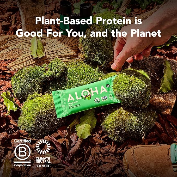 ALOHA Organic Plant Based Protein Bars - Lemon Cashew - 12-Count - Vegan, Low Sugar, Gluten-Free, Paleo, Low Carb, Non-GMO, No Stevia & No Erythritol
