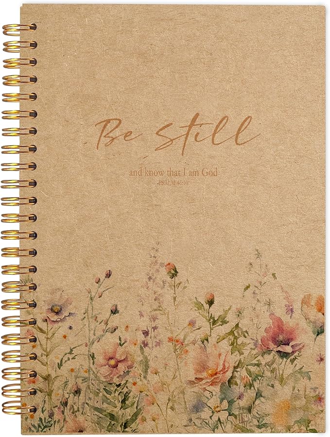 PSALM 46 Be Still and Know That I am God Christian Notebook Journal - Christian Gifts for Women, Bible Journal Notebooks for Note Taking, Bible Journaling Notebook, Spiral Notebook 5.5x8.3 Kraft Paper
