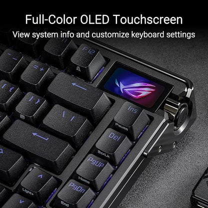 ASUS ROG Azoth Extreme Wireless Mechanical Gaming Keyboard – 75% TKL, ROG NX Snow Linear Switches, PBT Keycaps, Aluminum Chassis, Carbon Fiber, Gasket Mount, Color OLED Screen, PC/Mac Support - Black