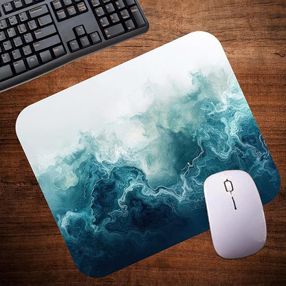 Blue White Marble Agate Mouse Pad Mat Mousepad for Desk Computer Laptop PC Gaming Home or Office Gift Marbled Abstract (Blue White MP13)