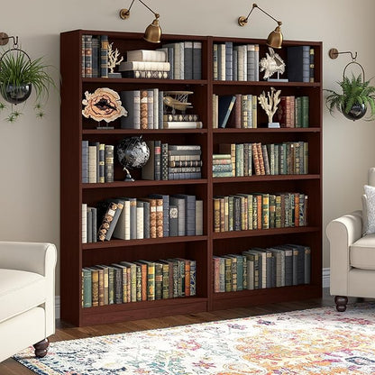 Bush Furniture Universal Tall 5 Shelf Bookcase in Vogue Cherry, Vertical Storage and Display Bookshelf for Home Office or Living Room Organization