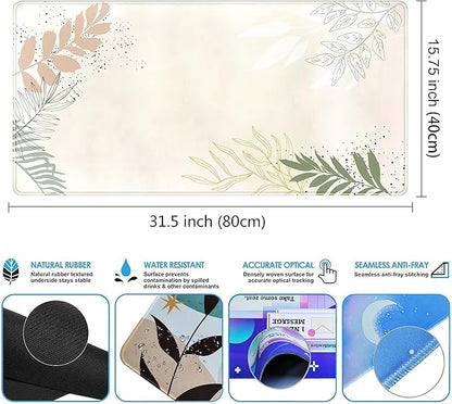 Boho Mouse Pad - Pastel Abstract Desk Mat - Matcha Green - Aesthetic Office Decor - 31.5x15.75 in - For Women & Gamers