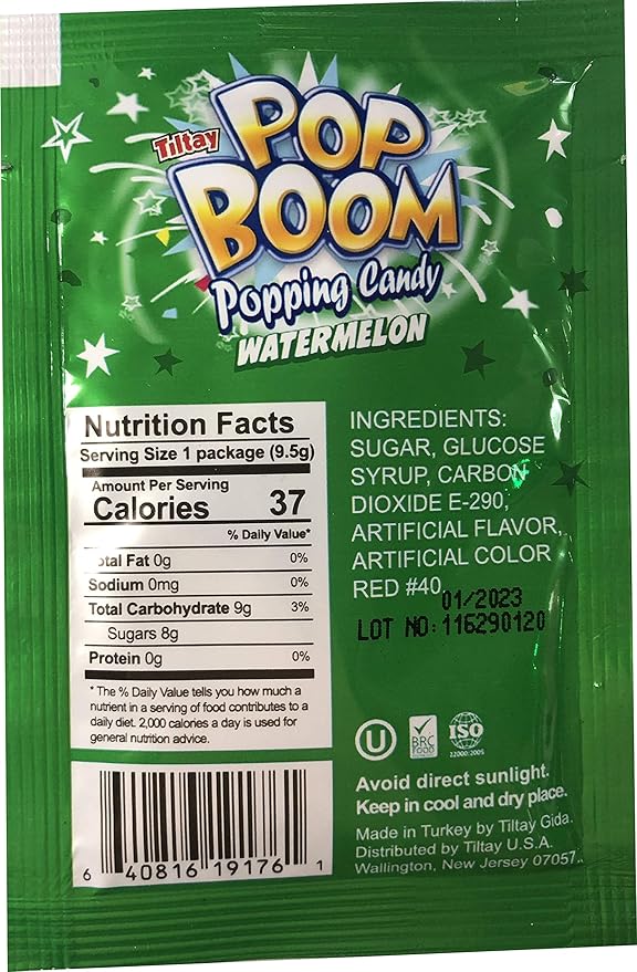 TILTAY POP BOOM Popping Candy – 4 Flavor Assortment, Strawberry, Cherry Cola, Green Apple, Blue Raspberry - 16 Packs, 5.28 Ounce