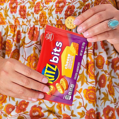 RITZ Bits Cheese Sandwich Crackers, Bulk Lunch Snacks, 48 Snack Packs (4 Boxes)