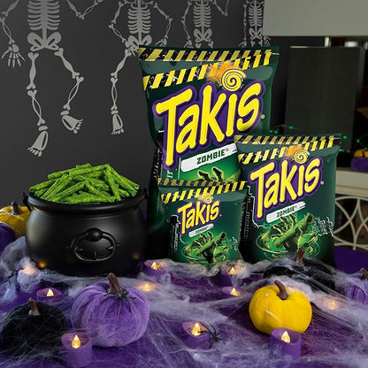 Takis Zombie 18 pc / 1 oz Multipack, Habanero & Cucumber Flavored Extreme Spicy Rolled Tortilla Chips