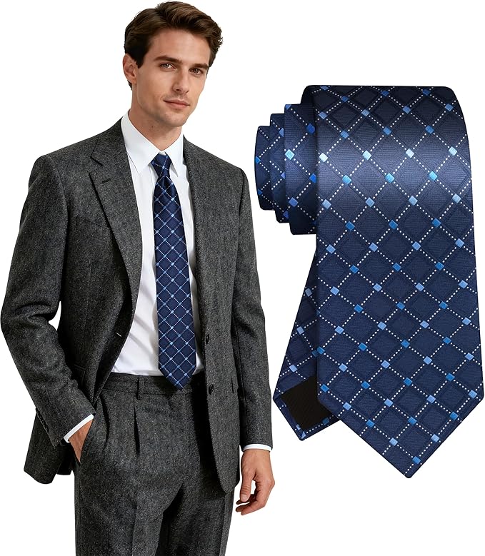 Fineknot Ties for Men, Jacquard Neck Ties, Mens Plaid Paisley Striped Tie, Classic Floral Mens Ties for Wedding Business