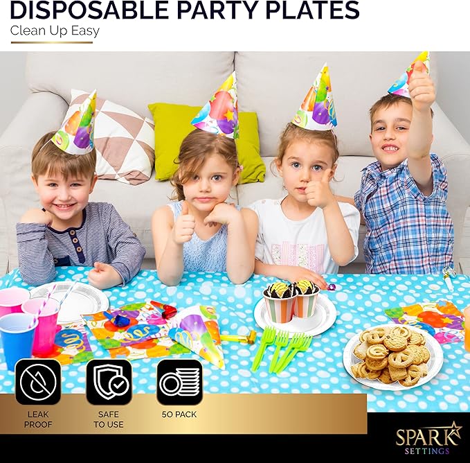 Disposable Paper Plates White, 6 3/4 Inches, Strong and Sturdy for Party, Dinner, Holiday, Picnic, Travel - Pack of 50
