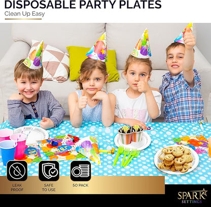 Disposable Paper Plates White, 6 3/4 Inches, Strong and Sturdy for Party, Dinner, Holiday, Picnic, Travel - Pack of 50