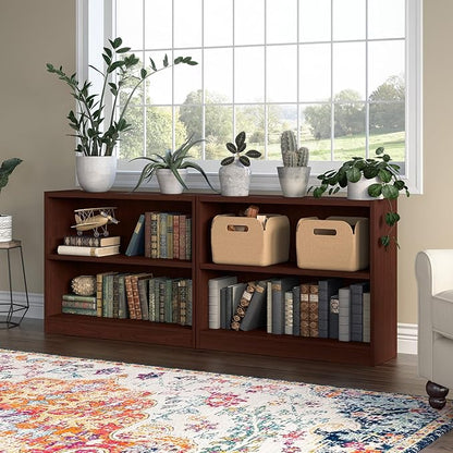 Bush Furniture Universal Small 2 Shelf Bookcase in Vogue Cherry, Low Storage and Display Bookshelf for Home Office or Living Room Organization