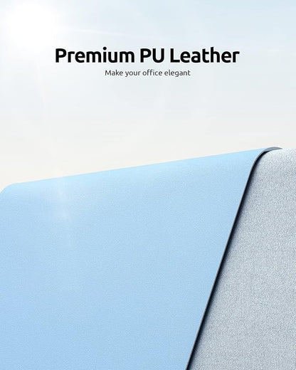 YSAGi Leather Desk Protector, Office Mat, Large Mouse Mat, Non-Slip PU Leather Blotter, Laptop Desk Pad, Waterproof Writing Pad for Office and Home (Baby Blue, 31.5" x 15.8")