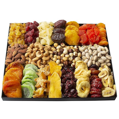 Oh! Nuts Dried Fruit and Nut Gift Basket - XL19 Variety Gourmet Assorted Fruits and Nuts Gift Baskets - Holiday Gift Box - Food Snack Box for Birthday, Corporate - Gift for Men, Women