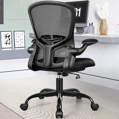 FelixKing Office Desk Chairs, Ergonomic PC Desk Chair with Wheels, Adjustable Lumbar Support and Height, Swivel Computer Chair with Flip-up Armrests, Ergo Mesh Backrest for Working (Black, Pack of 8)