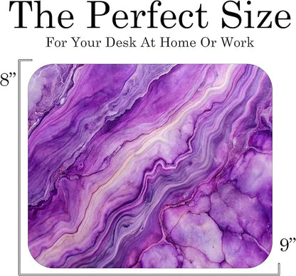 Purple Marble Agate Mouse Pad Mat Mousepad for Desk Computer Laptop PC Gaming Home or Office Gift Marbled Abstract (Purple Agate MP46)
