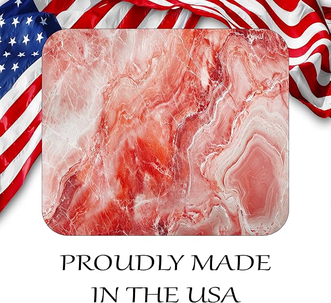 Red Marble Agate Mouse Pad Mat Mousepad for Desk Computer Laptop PC Gaming Home or Office Gift Marbled Abstract (Red MP52)