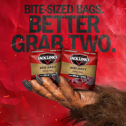 Jack Link's Beef Jerky, Original, Multipack Bags - Flavorful Meat and Protein Snacks for Lunches, Great Stocking Stuffers, Individual Packs - 7g of Protein, Made with 100% Beef - 0.625 oz (Pack of 48)
