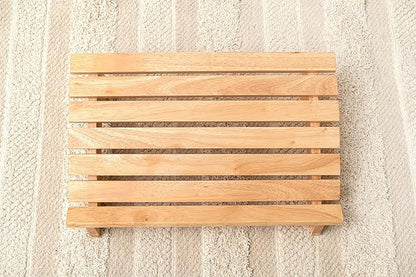 PaletteLife Wooden Footrest, D11.42 xW17.72 xH4.93 (29x45x12.5cm), 1x1.5 ft, Medium, Natural Ashwood, Ergonomic Design