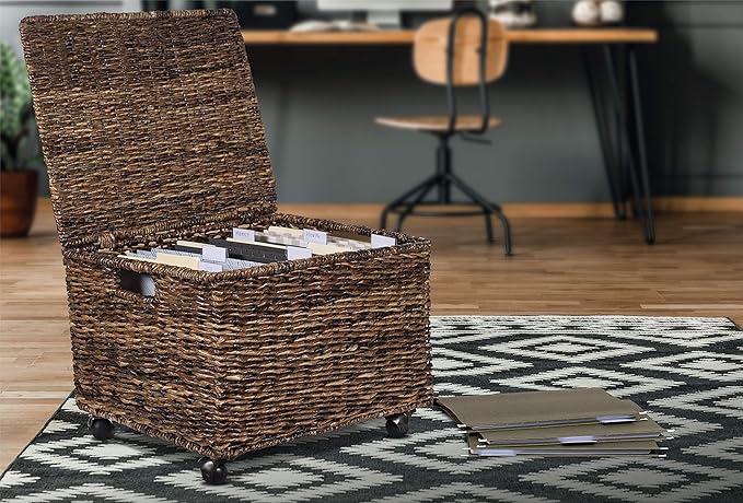 BirdRock Home Seagrass Rolling File Cabinet