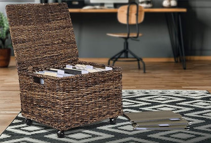 BirdRock Home Seagrass Rolling File Cabinet