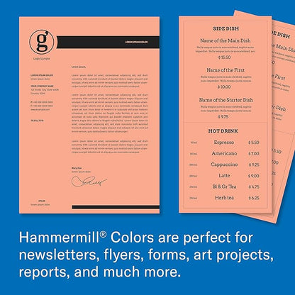 Hammermill Colored Paper, 20 lb Salmon Printer Paper, 11 x 17-1 Ream (500 Sheets) - Made in the USA, Pastel Paper, 102103R