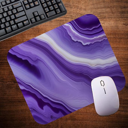Purple Marble Agate Mouse Pad Mat Mousepad for Desk Computer Laptop PC Gaming Home or Office Gift Marbled Abstract (Deep Purple MP16)