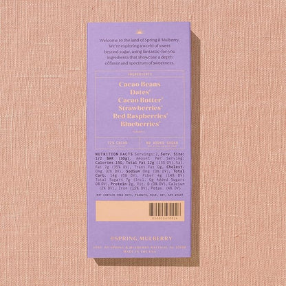 Spring & Mulberry Dark Chocolate Bars – Healthy Dark Chocolate, Date-Sweetened - Mixed Berry 12 Pack