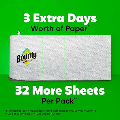 Bounty Quick Size Paper Towels, White, 8 Family Rolls = 20 Regular Rolls (Packaging May Vary)