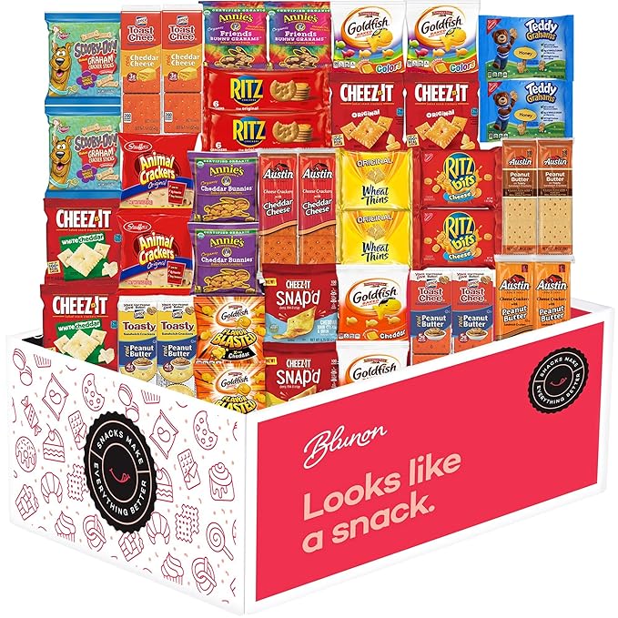 Crackers Variety Pack - Individually Wrapped Assortment - Sampler Bulk Care Package Gift Box - Snack Pack (40 Count)