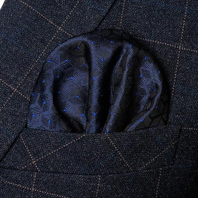RBOCOTT Mens Woven Tie and Pocket Square with Tie Bar Sets Solid Necktie
