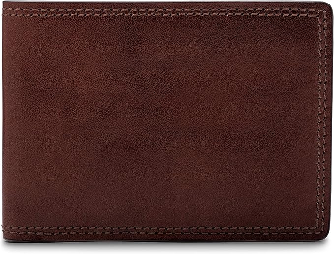 Bosca Men’s Wallet, Dolce Leather Slim Bifold Wallet, Dark Brown