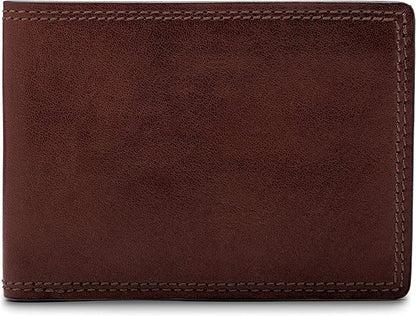 Bosca Men’s Wallet, Dolce Leather Slim Bifold Wallet, Dark Brown
