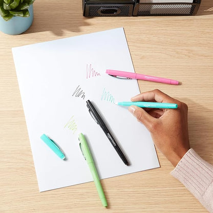 Amazon Basics Felt Tip Marker Pens, Versatile for Writing, Drawing, and Journaling, Assorted Colors, 12-Pack