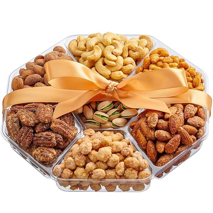 Nuts Gift Basket - Assortment of Sweet & Roasted Salted Gourmet Nuts - Assorted Food Gift Box for Birthday, Family, Sympathy, Men & Women.