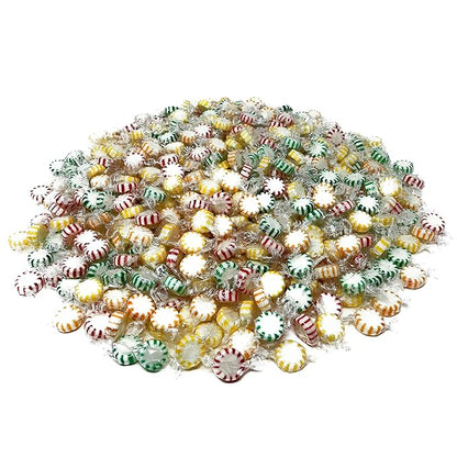 Holiday Fruit Flavored Hard Candy - 6 lbs - Apple, Strawberry, Lemon and Orange Flavored Disks Old School Classic Starlights - Bulk American Vintage Candy Assortment - Individually Wrapped, 96 oz.