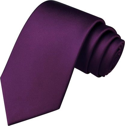 Branduce 3.15"（8cm） Mens Solid Satin Tie Pure Color Necktie for Business and Wedding + Gift Box