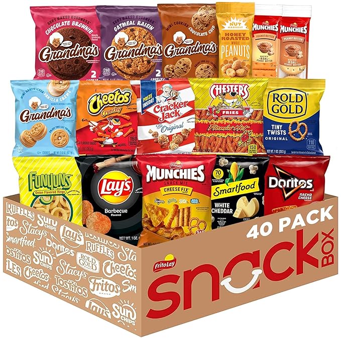 Frito-Lay Ultimate Snack Care Package, Variety Assortment of Chips, Cookies, Crackers & More, (Pack of 40)