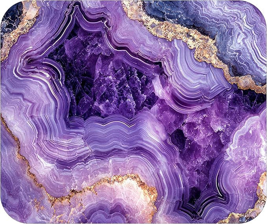 Purple Marble Agate Mouse Pad Mat Mousepad for Desk Computer Laptop PC Gaming Home or Office Gift Marbled Abstract (Amethyst MP 47)