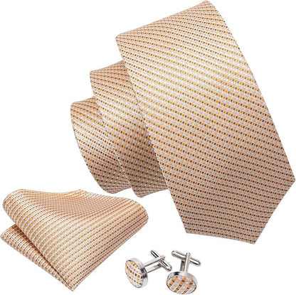 Barry.Wang Tie Sets for Men Silk Solid Necktie Stain Ties Handkerchief Pocket Square Cufflinks Wedding Business Dyed