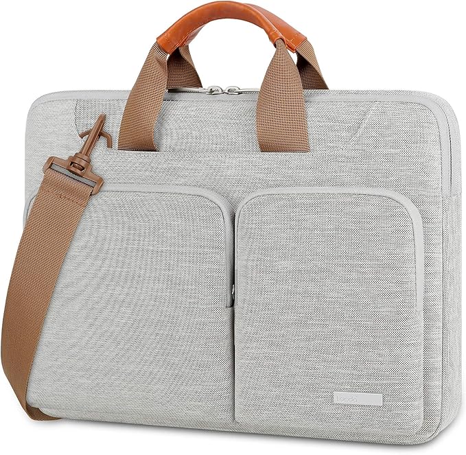 Lacdo 360° Protective Laptop Shoulder Bag for 13 inch New MacBook Air M4 A3240 2025, M3 A3113, M2 A2681, M1 A2337 A2179 A1932 2024-2018 | 13 inch MacBook Pro M2 M1 A2338 A2251 A2289 Computer Bag, Gray